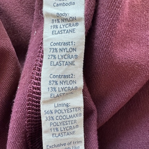 Lululemon Maroon / Burgundy Leggings with Mesh Accents size 10 - Picture 6 of 7